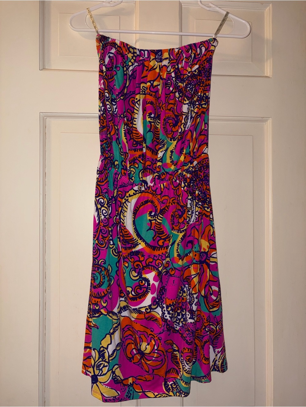 Lilly Pulitzer Strapless Paisley Floral Sundress in Pink, Teal & Orange - Picture 1 of 4